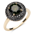 VELA - pierścionek z zielonym turmalinem i czarnymi diamentami