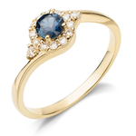 szafir na zaręczyny - pierścionek ze złota z rubinem i brylantami