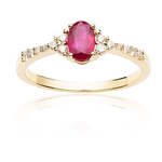 Gold ring with ruby and diamonds.