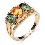 złoty pierścionek z szafirami-miks kolorów