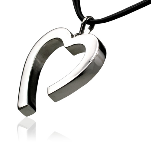 srebrny naszyjnik - na zawsze - serce na rzemieniu