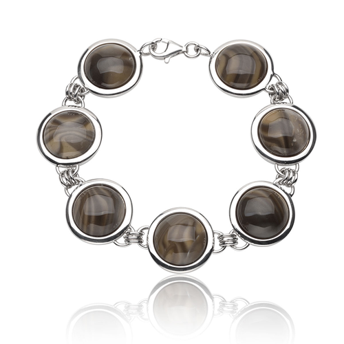 Bransoletka - bracelet silver srebrna z krzemieniem pasiastym
