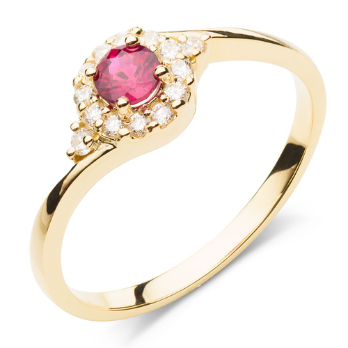 Rubin i brylanty - pierścionek zaręczynowy