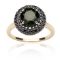 VELA - pierścionek z zielonym turmalinem i czarnymi diamentami