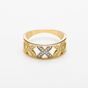 Obrączka - pierścionek złoto 585, białe cyrkonie