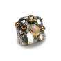 Artystyczny pierścionek z opalem i turmalinami