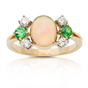 Piękny i efektowny - pierścionek z opalem, tsavorytami i brylantami