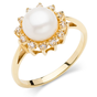 złoty pierścionek z perłą i brylantami